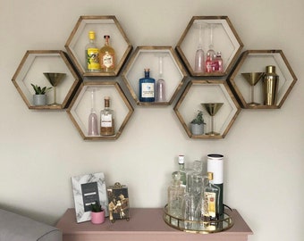 Large white Hexagon shelf, hexagon shelves, honeycomb shelf, honeycomb shelves, floating hexagon shelf, floating honeycomb shelves, boho, he
