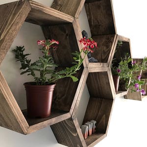 Large Hexagon shelf, hexagon shelves, honeycomb shelf, honeycomb shelves, floating hexagon shelf, floating honeycomb shelves, boho, hexagon