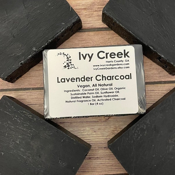 Ivy Creek Lavender Charcoal Soap | Vegan and Detoxifying Natural Soap - 4oz bar soap