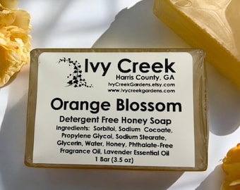 Orange Blossom Honey Soap | Handmade Glycerin Soap | Floral Citrus Soap Bar | Honey Soap Gift | Gentle Orange Blossom Bar | 3.5oz