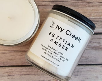 Egyptian Amber Candle | Masculine Sandalwood Patchouli Musk | Handmade Soy Blend Candle | Warm Earthy Scent | Ivy Creek Candle