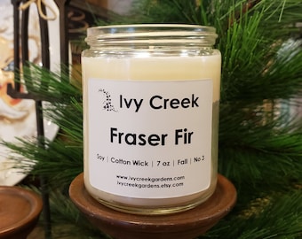 Fraser Fir Soy Candle | Christmas Tree Candle | Evergreen Cedar Holiday Candle | Fresh Pine Winter Candle | Handmade Holiday Fragrance | 7oz