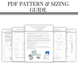 Puede incluir: Un patr&oacute;n PDF imprimible y una gu&iacute;a de tallas para hacer tarjetas para beb&eacute;s. La gu&iacute;a incluye instrucciones para ensamblar las tarjetas y muestra ejemplos de diferentes dise&ntilde;os de tarjetas.