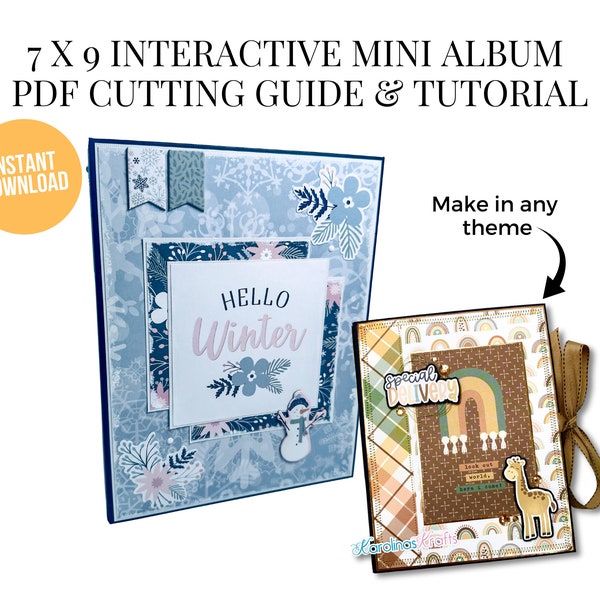 7x9 Interactive Mini Album, DIY Mini Album, Make Your Own Mini Album, PDF Cutting Guide, Video Tutorial