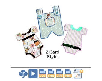 Baby Cards Cut File & Pattern Bundle, Shaped Baby Cards, Tutorial, SVGs, Make Your Own Card, DIY Card