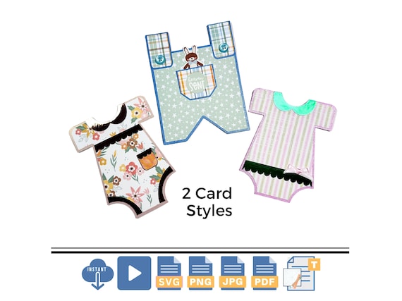 Baby Cards Cut File & Pattern Bundle, Shaped Baby Cards, Tutorial, SVGs, Make Your Own Card, DIY Card