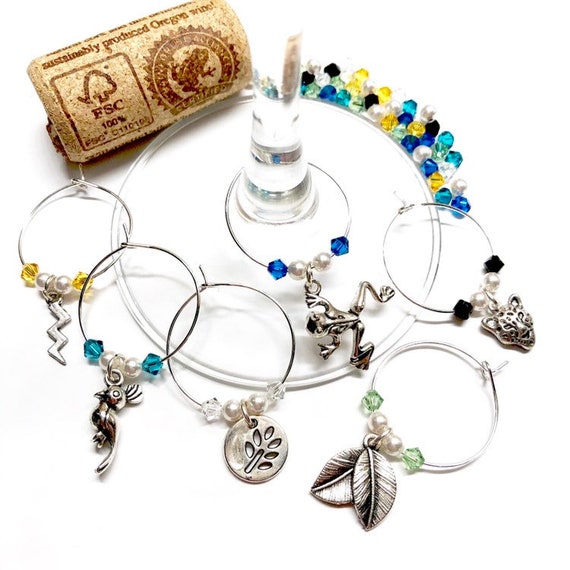Wine Charms - "Brazilian Rainforest" - Wine Charm Set of 6