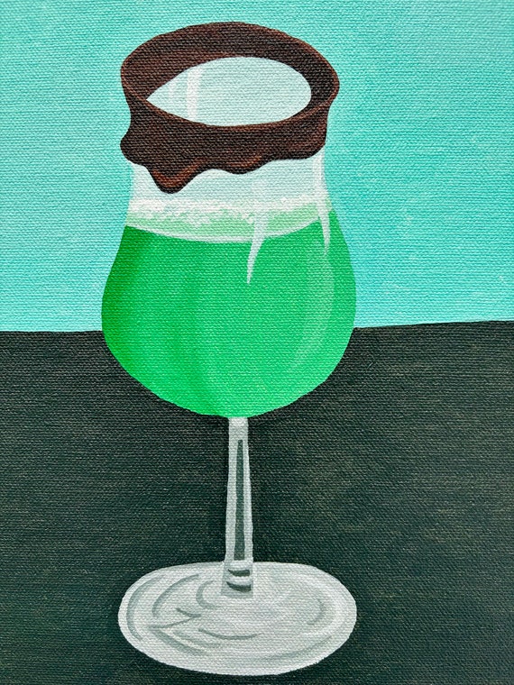 Shamrock Shake / St. Patrick’s Day / Cocktail Art / Bar Decor / Wall Art /  Acrylic on Canvas *Print* or *Original*