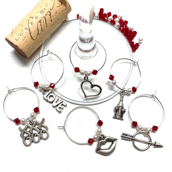 Wine Charms - "Valentine's Day" - Wine Charm Set of 6