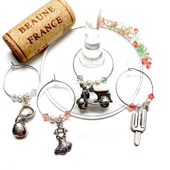 Wine Charms - "Girly Summer" - Wine Charm Set of 4