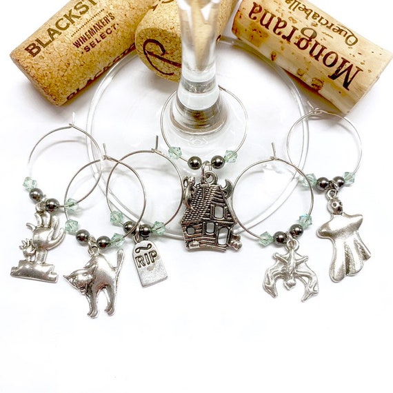 Wine Charms - "Haunted House II" - Wine Charm Set of 6