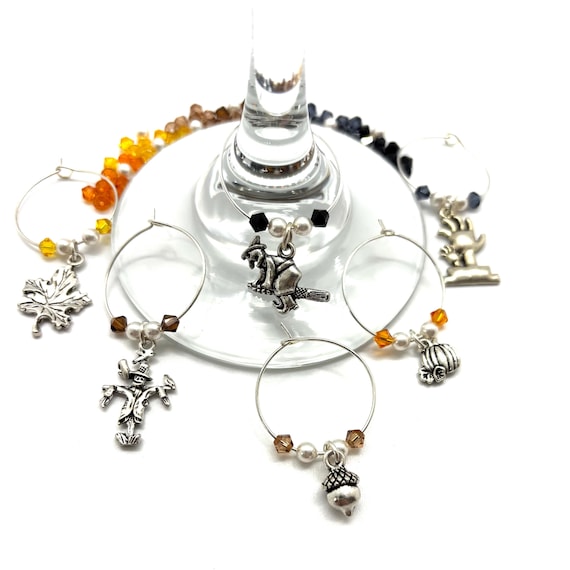 Wine Charms - "Fall Harvest V" - Wine Charm Set 0f 6