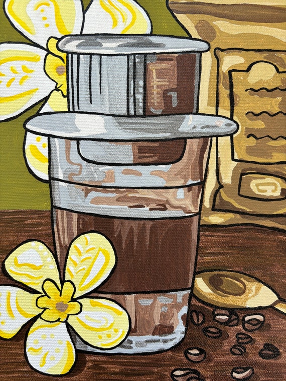 Vietnamese Coffee / Barista / Coffee Shop Art / Wall Art /  Acrylic on Canvas *Print* or *Original*