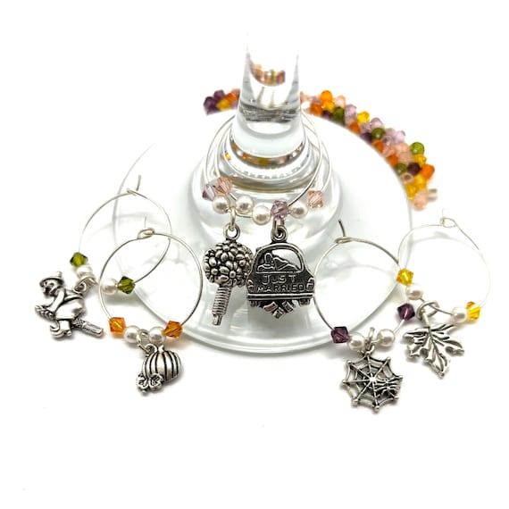 Wine Charms - "Fall Wedding" - Wine Charm Set 0f 6