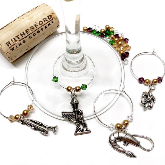 Wine Charms - "Mardi Gras /  New Orleans" - Wine Charm Set of 4