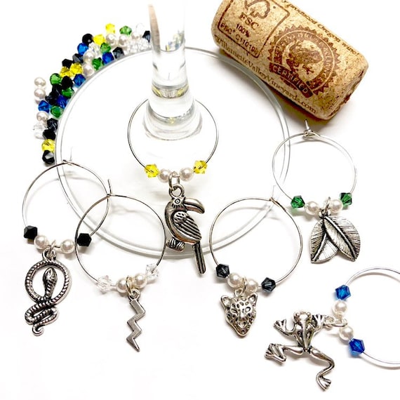Wine Charms - "Brazilian Rainforest" - Wine Charm Set of 6