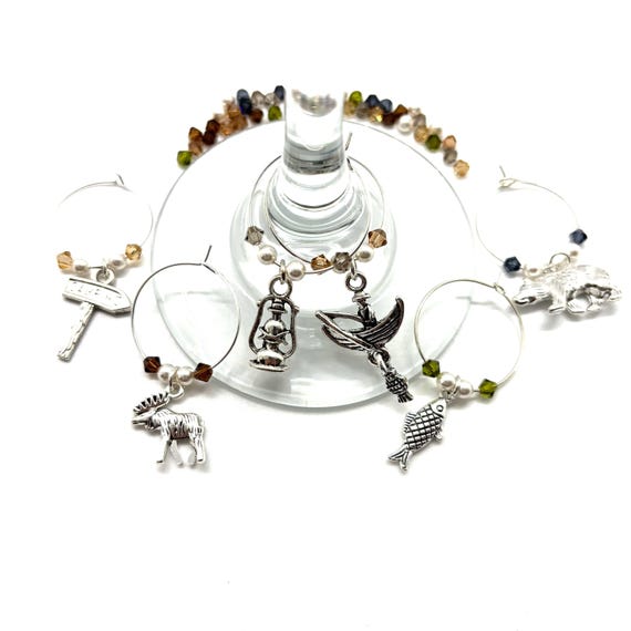 Wine Charms - "Lake House II" - Wine Charm Set of 6