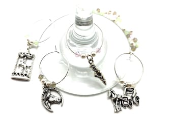 Saratoga II Wine Charms/Wine Glass Tags with Swarovski crystals and pearls