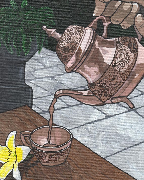 Moroccan Tea / Vintage Copper Tea Kettle / Coffee Shop Art / Wall Art /  Acrylic on Canvas Prints