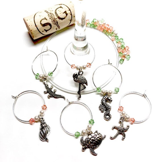 Wine Charms - "Flamingo Party" - Wine Charm Set of 6