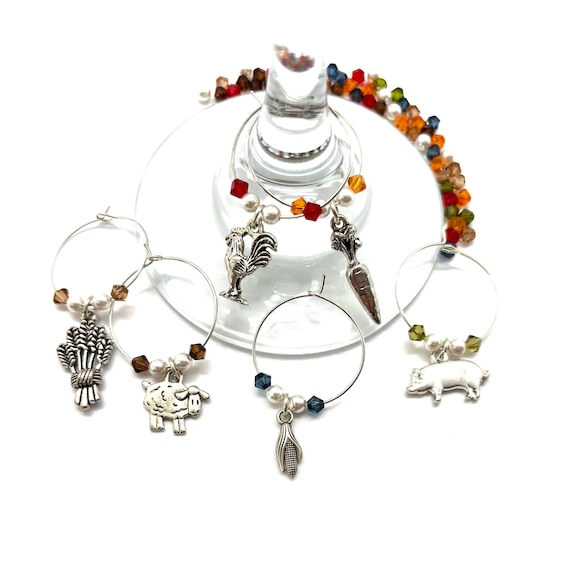 Wine Charms - "Farmstead" - Wine Charm Set 0f 6