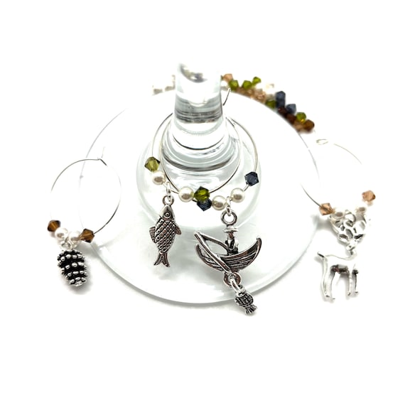 Wine Charms - "Lake House I" - Wine Charm Set of 4