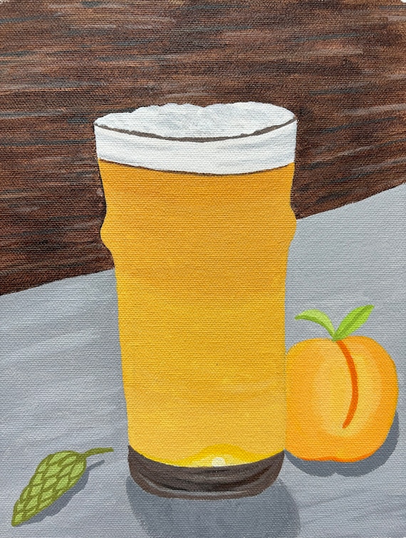 Peach Gose / Hipster Beer / Cocktail Art / Bar Decor / Wall Art /  Acrylic on Canvas *Print* or *Original*
