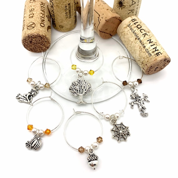 Wine Charms - "Fall Harvest IV" - Wine Charm Set 0f 6