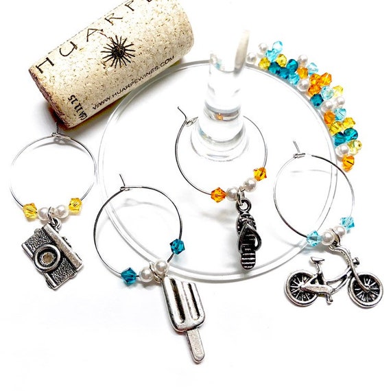 Wine Charms - "Vintage Summer" Wine Charm Set of 4