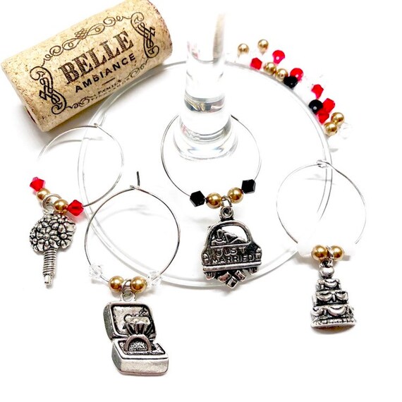 Wine Charms - "Wedding" - Wine Charm Set of 4