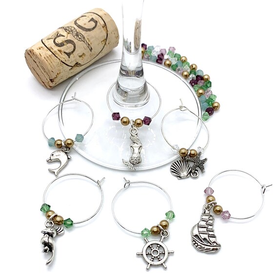 Wine Charms - "Caribbean Sea" - Wine Charm Set of 6