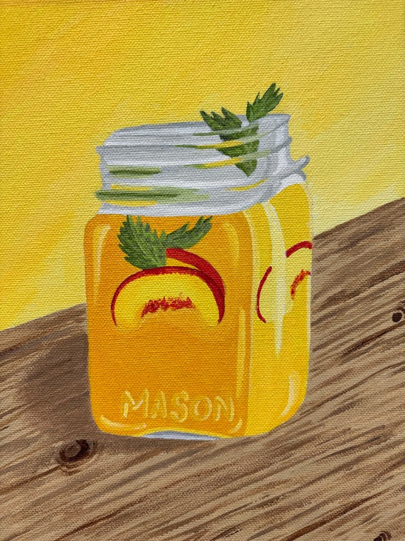 Peach  Lemonade / Whiskey Sour / Cocktail Art / Bar Decor / Wall Art /  Acrylic on Canvas *Print* or *Original*