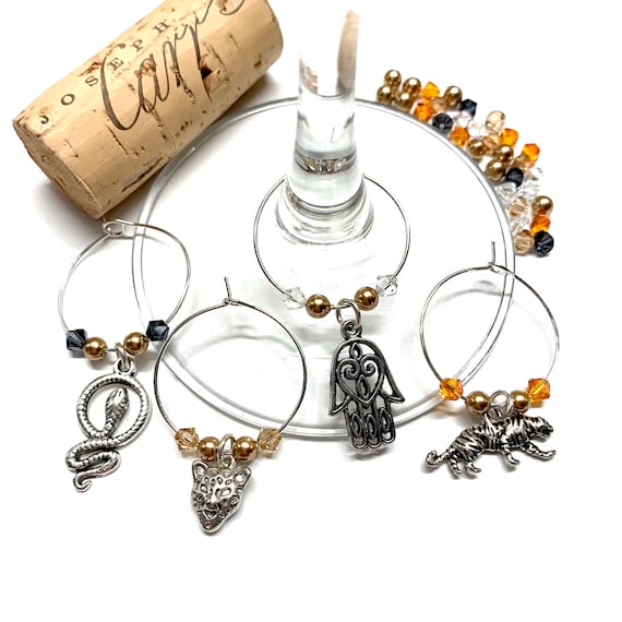 Wine Charms - "India" - Wine Charm Set of 4