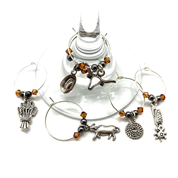 Wine Charms - "Rodeo I" - Wine Charm Set of 6