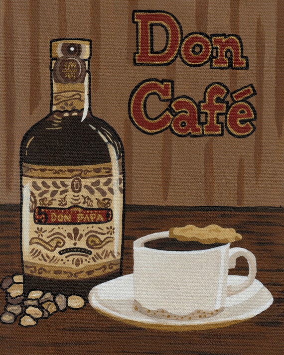 Don Cafè / Don Papa Rum Boozy Coffee / Cocktail Art / Bar Decor / Wall Art /  Acrylic on Canvas *Print* or *Original*