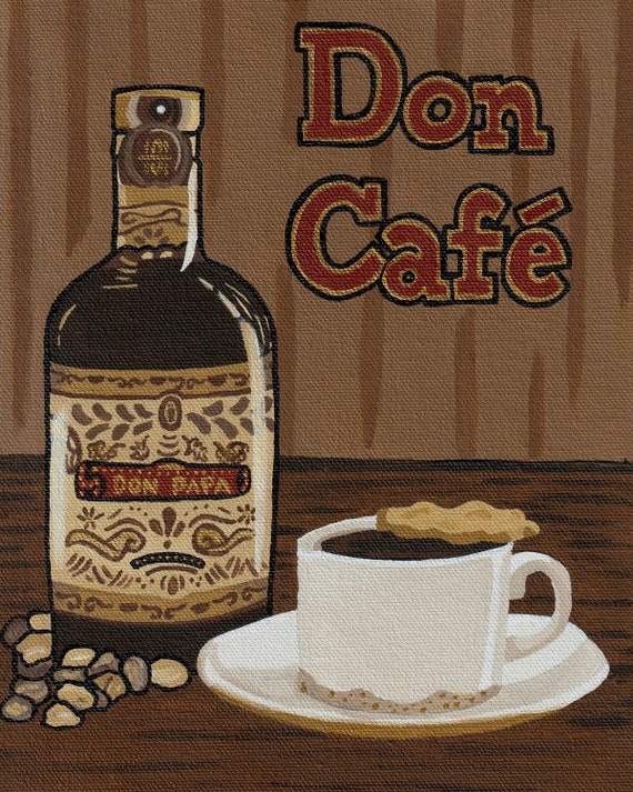 Don Cafè / Don Papa Rum Boozy Coffee / Cocktail Art / Bar Decor / Wall Art /  Acrylic on Canvas Prints