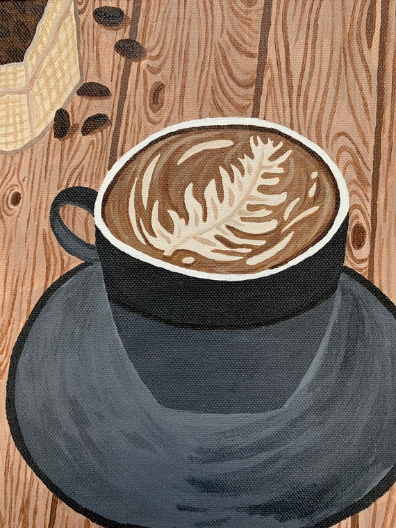 Latte Art / Coffee Bar Barista Wall Art /  Acrylic on Canvas *Print* or *Original*