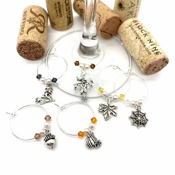 Wine Charms - "Fall Harvest II" - Wine Charm Set of 6