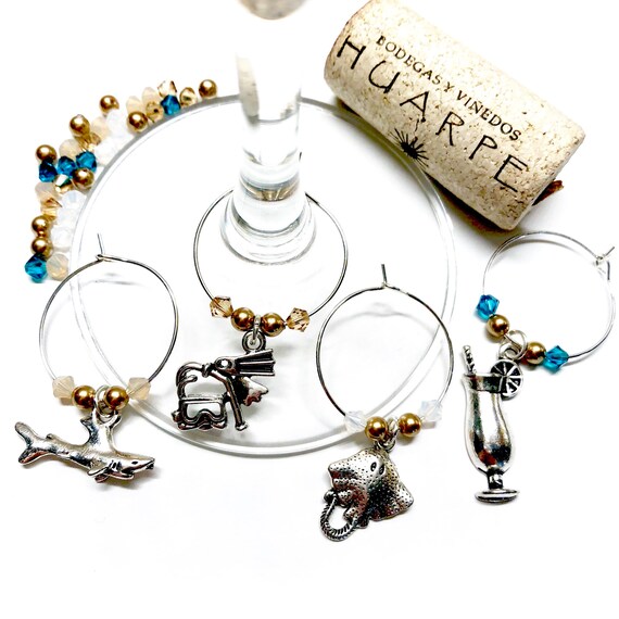 Wine Charms - "Caribbean Reef" - Wine Charm Set of 4