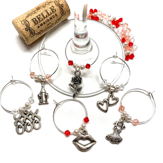 Wine Charms - "Valentine's Day" - Wine Charm Set of 6