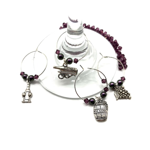 Wine Charms - "Wine" - Wine Charm Set of 4