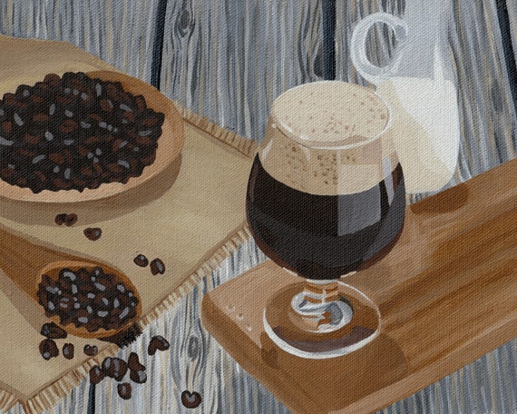 Coffee Stout / Stout Beer / Cocktail Art / Bar Decor / Wall Art /  Acrylic on Canvas *Print* or *Original*