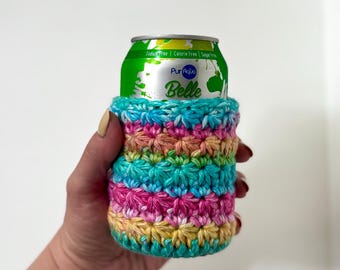 Funda para latas de ganchillo, delgada y regular, reutilizable, hecha a mano, regalo de verano