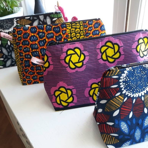 Trousse d'Ankara, trousse de maquillage imprimé africain, trousse de maquillage, trousse de maquillage, trousse de crayon, sac, pochette, trousse de maquillage, trousse de maquillage imprimé Ankara