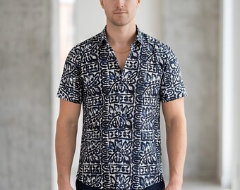 Men's Ankara Shirt, Handmade African Print, Short Sleeve