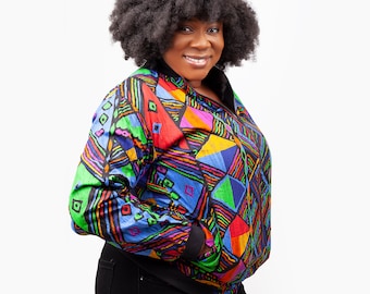 Ankara bomber jacket, African wax bomber jacket, bomber jacket, jacket, unisex jacket, colourful jacket, handmade jacket