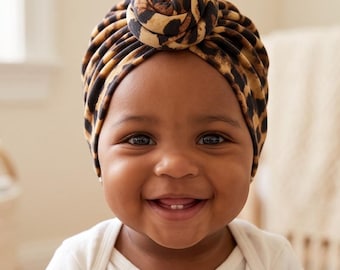 Afrikanskinspirerad babyturbanhatt, stretchtyg, nyfödd till 2 år