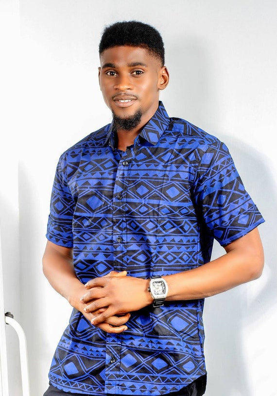 Chemise homme chemise en tissu africain chemise africaine pour homme chemise homme wax africain chemise homme Ankara chemise Ankara chemise chemise a manches courtes Etsy France