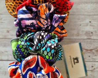 Stora afrikanska mönster sidenhårsnoddar, handgjorda hårsnoddar, ModCloth tyghårsnoddar