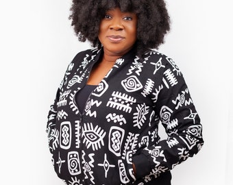 African Print Bomber Jacket - Ankara Style Lightweight Coat